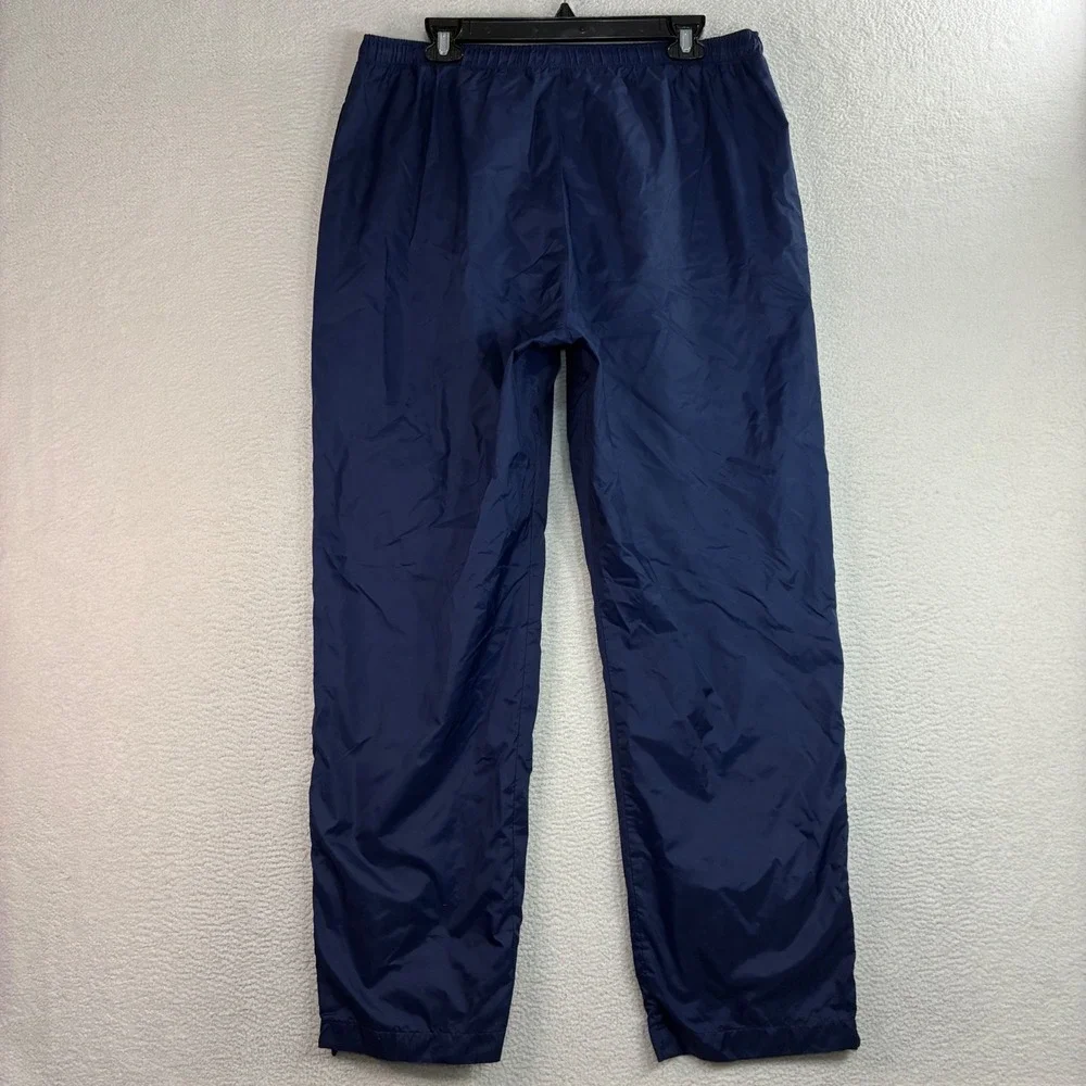 Y2K Adidas Baggy Track Pants Men M Blue Windbreaker Ankle Zip Sweatpants Vintage
